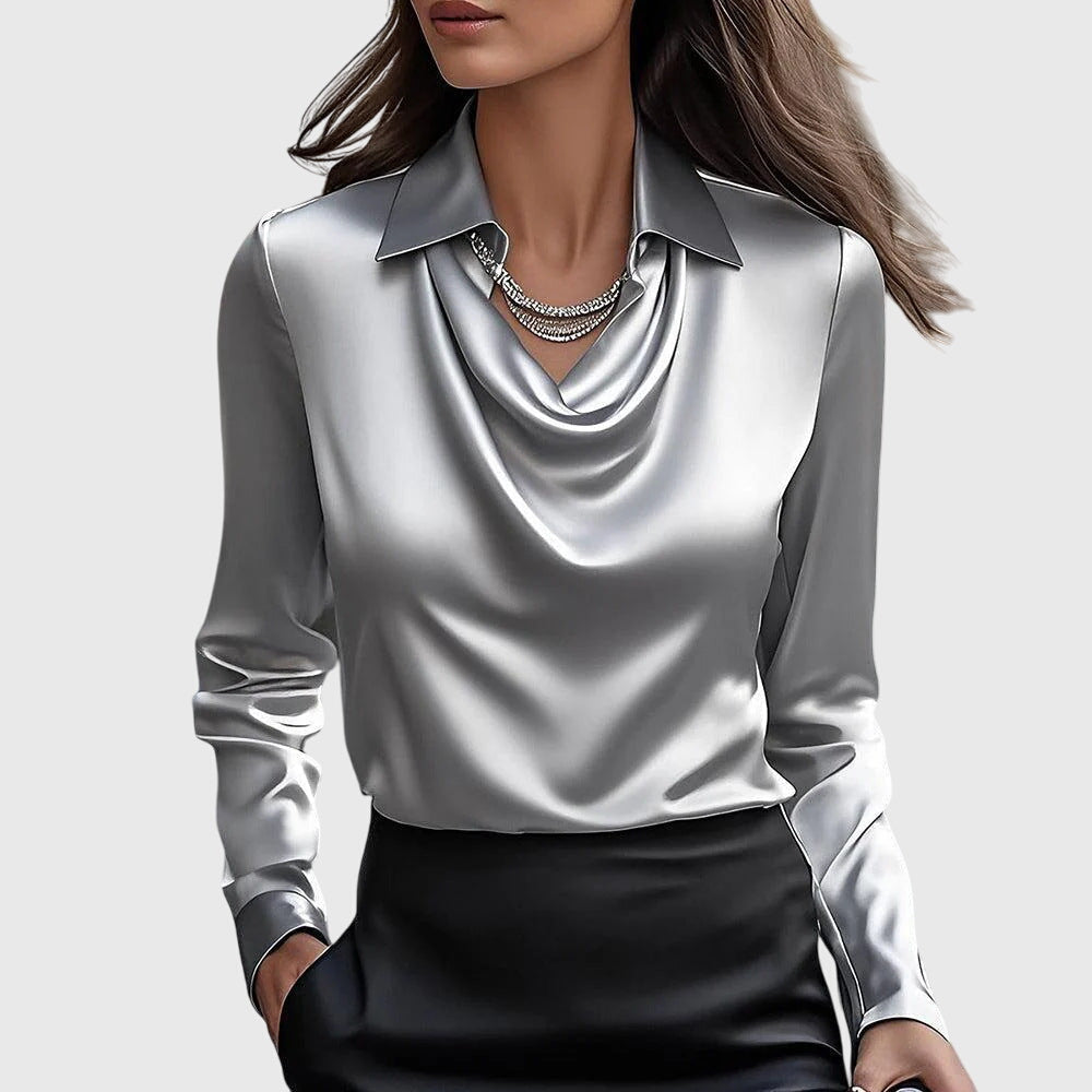Blouse Cowl Neck Satin for Women