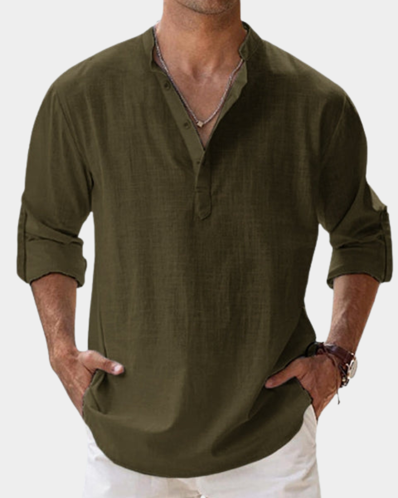 Casual Long Sleeve Shirt Cotton Linen for Men | Perfect for Everyday Wear