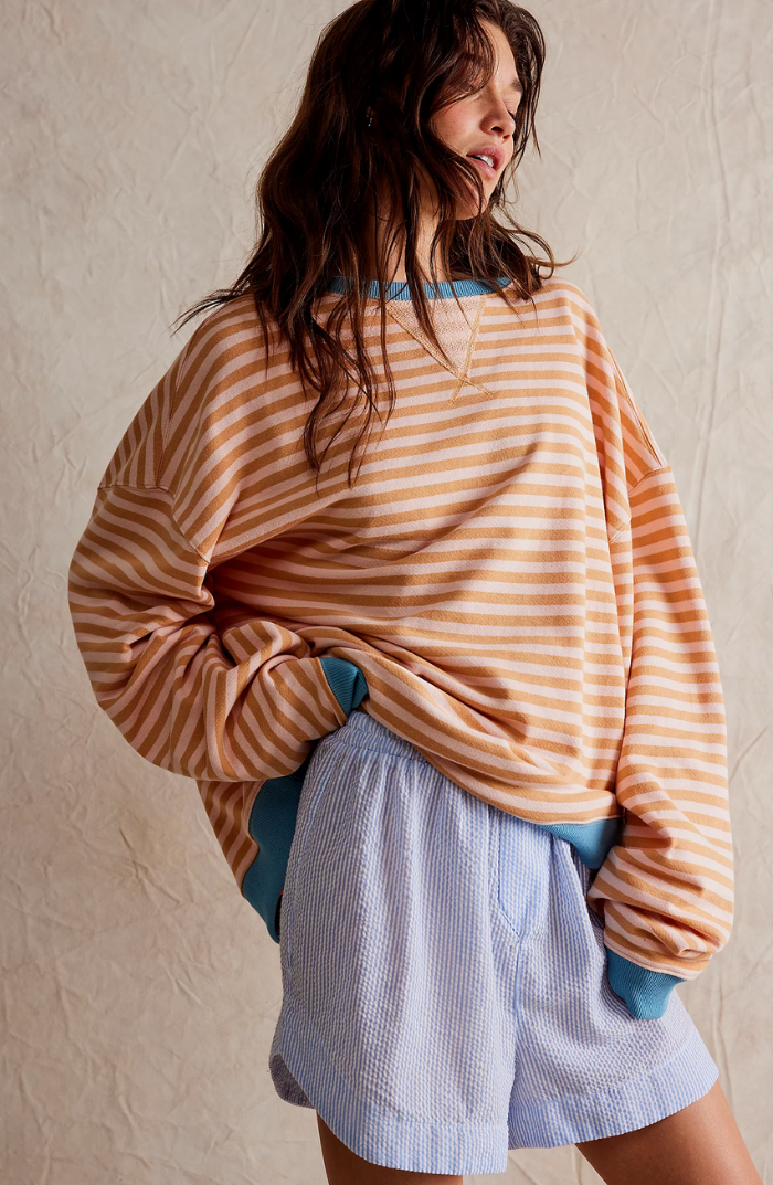 Pullover Sweatshirt Striped Design for Women