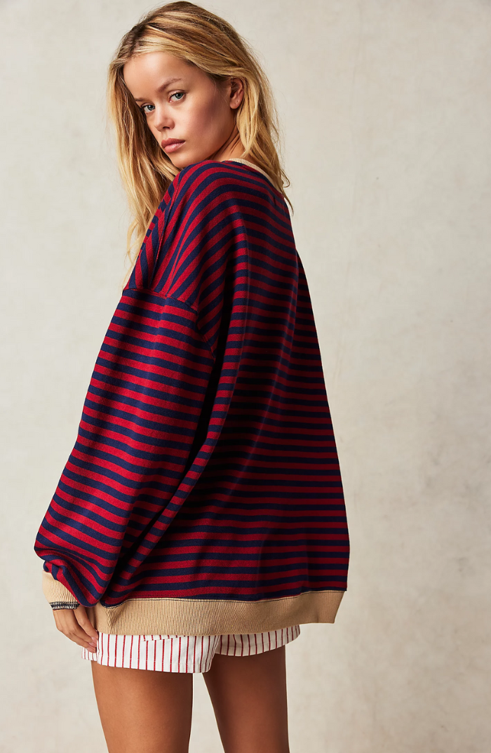 Pullover Sweatshirt Striped Design for Women