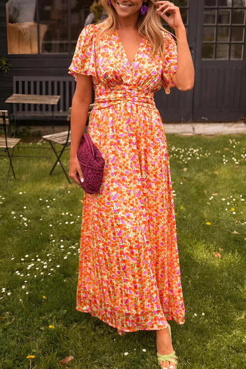 Maxi Dress Floral Print V-Neck for Women | Perfect for Summer