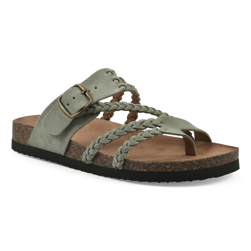 Braided Cork Sandals with Adjustable Buckle for Women | Perfect for Summer