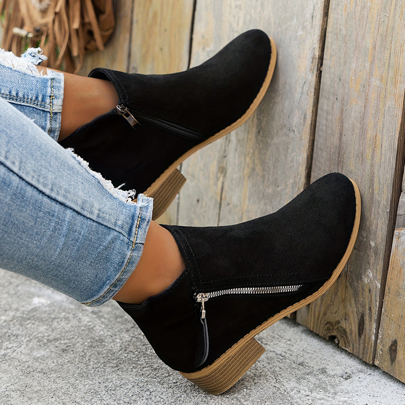 Boots Low Heel Suede Side Zipper for Women