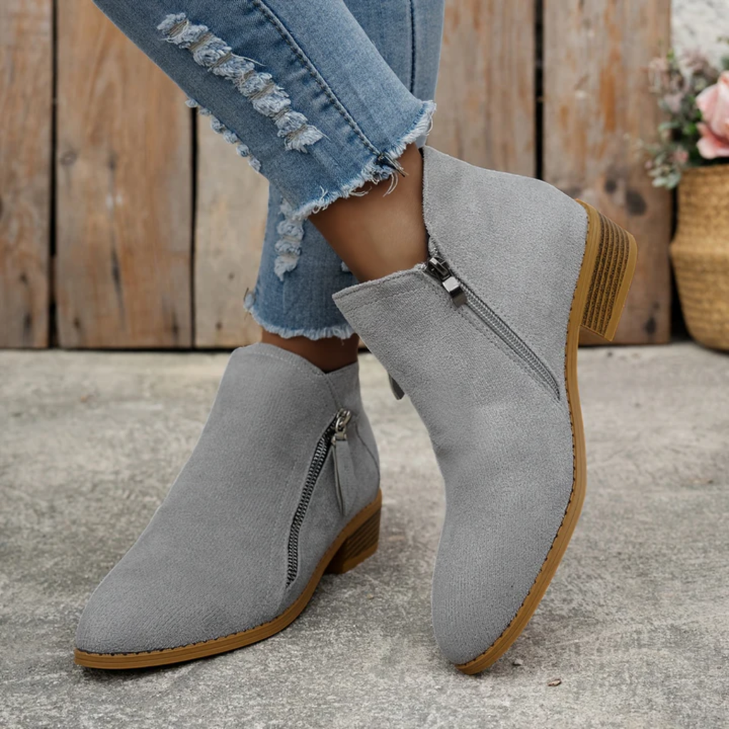 Boots Low Heel Suede Side Zipper for Women