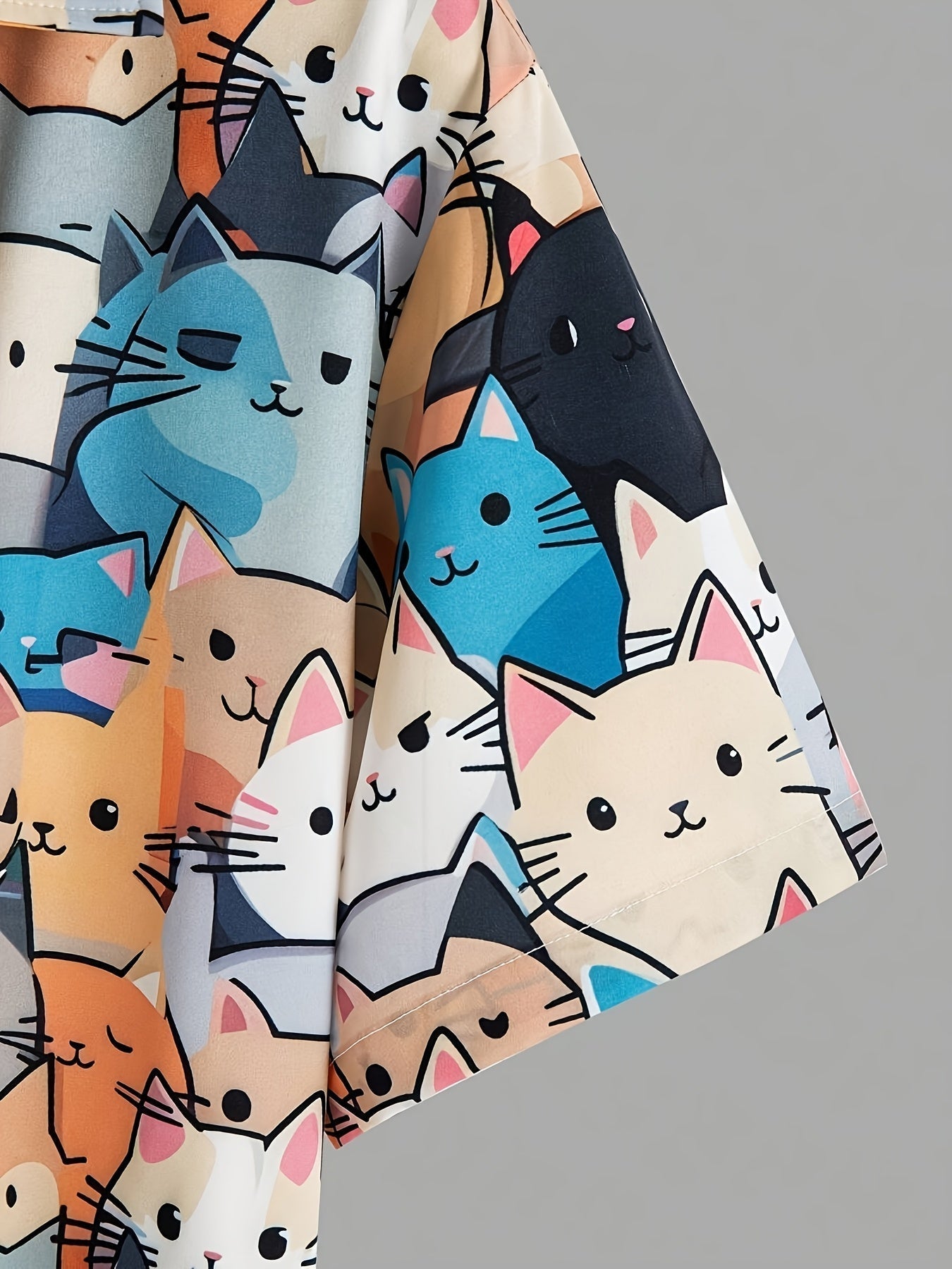 Short-Sleeved Shirt Cat Print for Men | Perfect for Everyday Wear