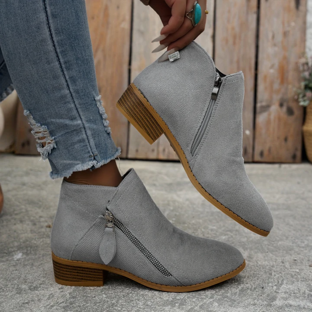 Boots Low Heel Suede Side Zipper for Women