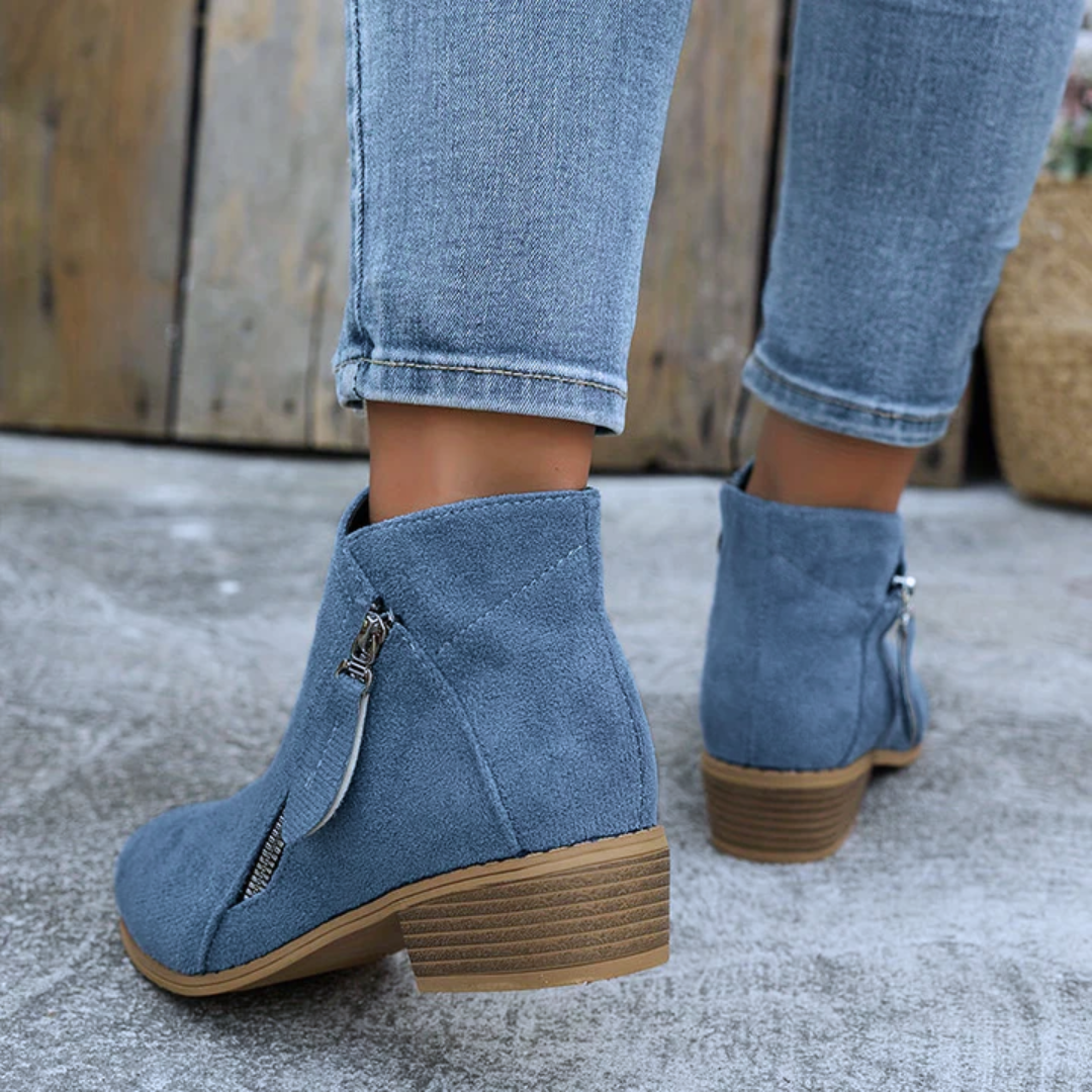 Boots Low Heel Suede Side Zipper for Women