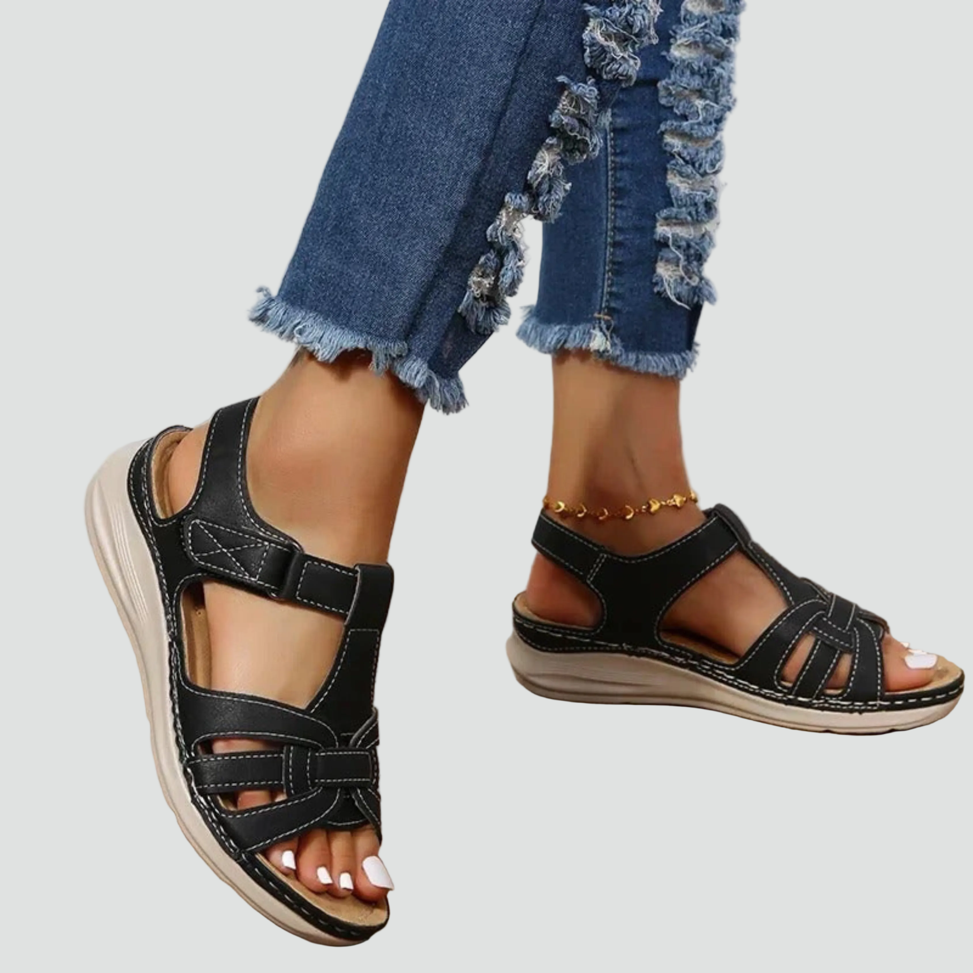 Orthopedic Sandals Leather Adjustable Straps for Women | Perfect for Everyday Wear