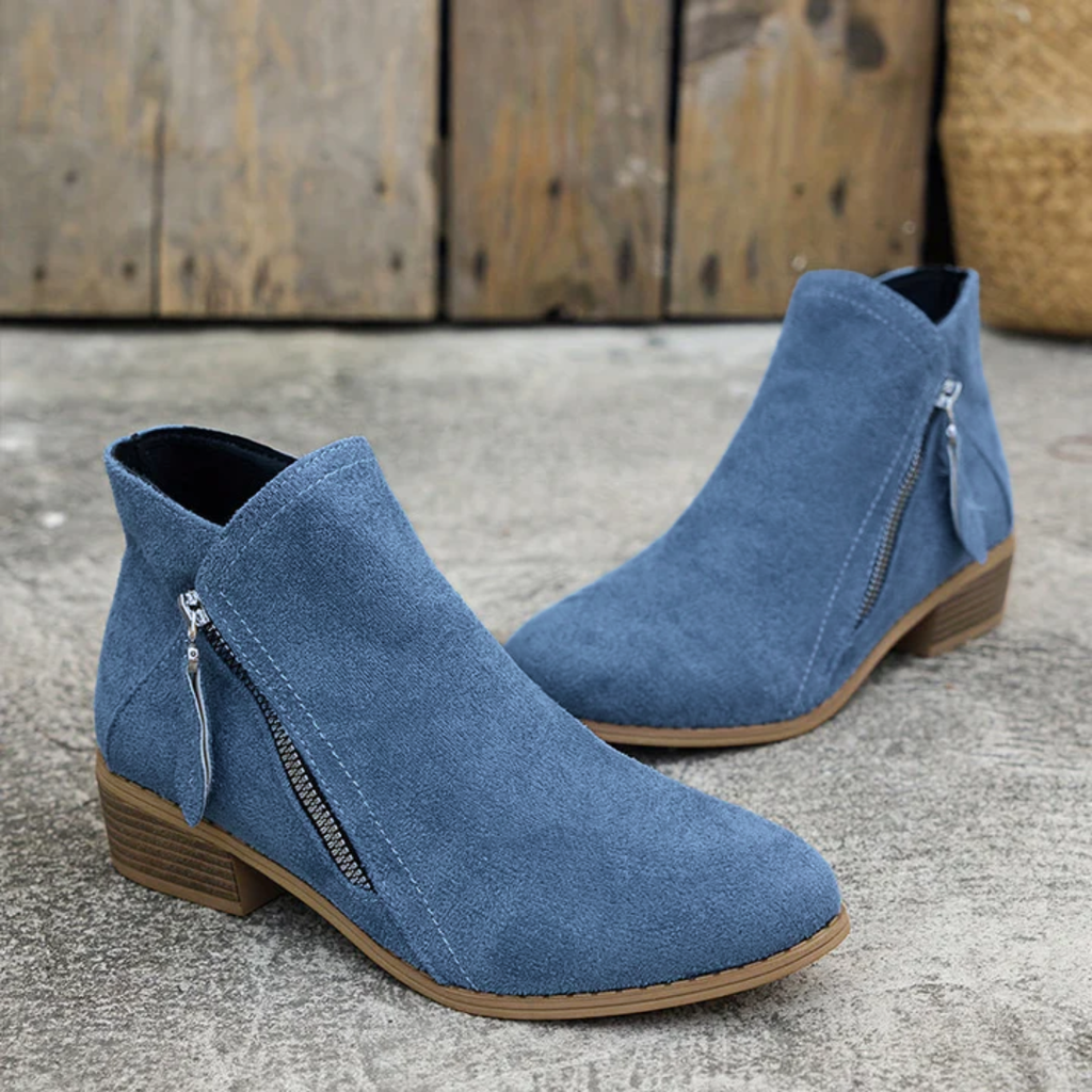 Boots Low Heel Suede Side Zipper for Women