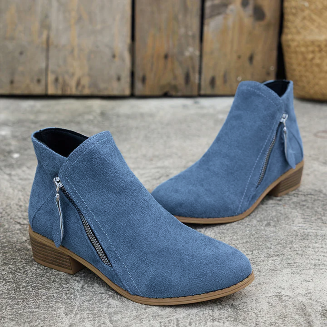 Boots Low Heel Suede Side Zipper for Women