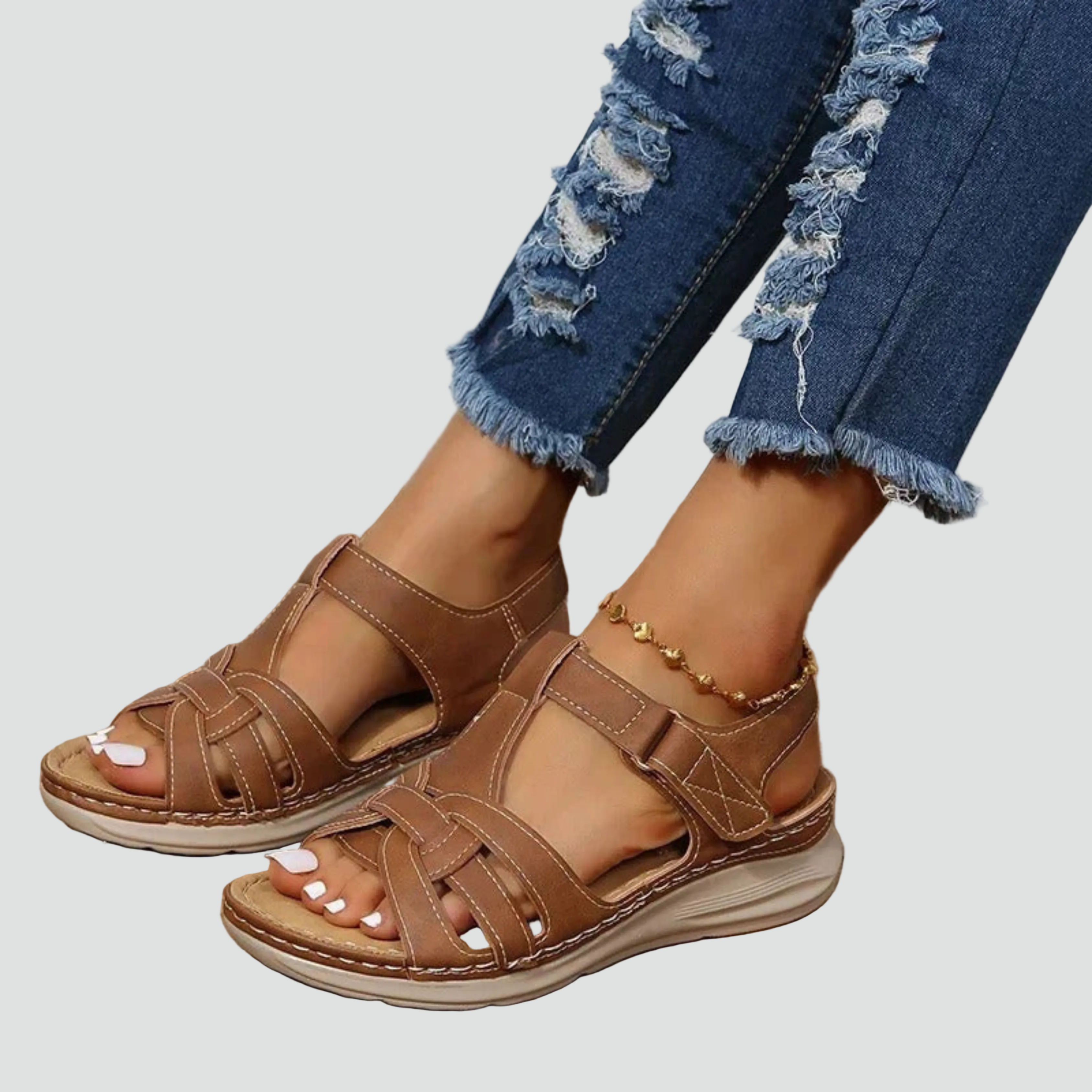 Orthopedic Sandals Leather Adjustable Straps for Women | Perfect for Everyday Wear