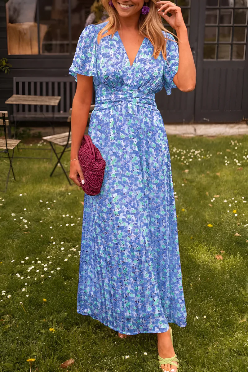 Maxi Dress Floral Print V-Neck for Women | Perfect for Summer