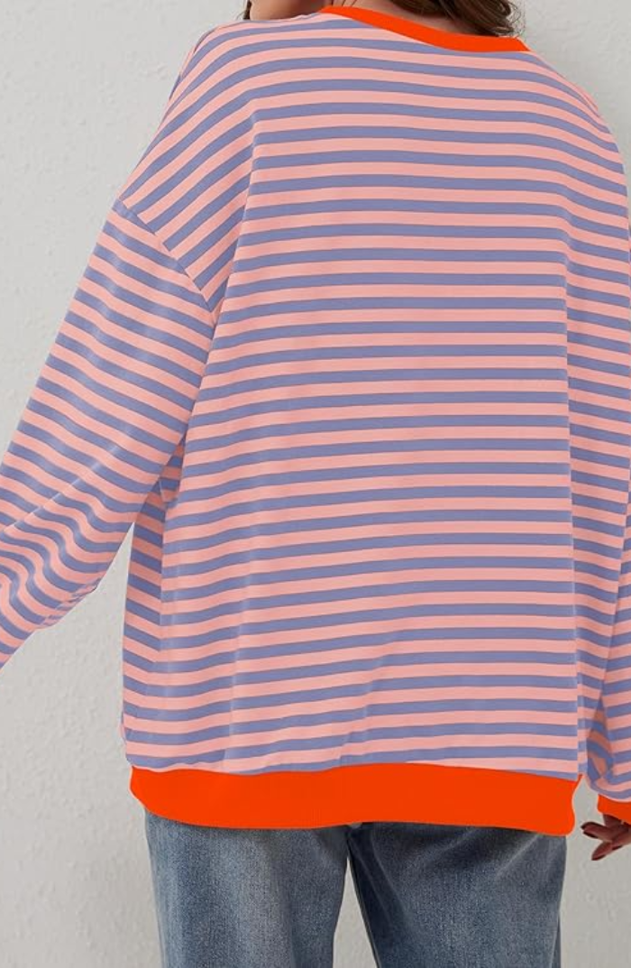 Pullover Sweatshirt Striped Design for Women