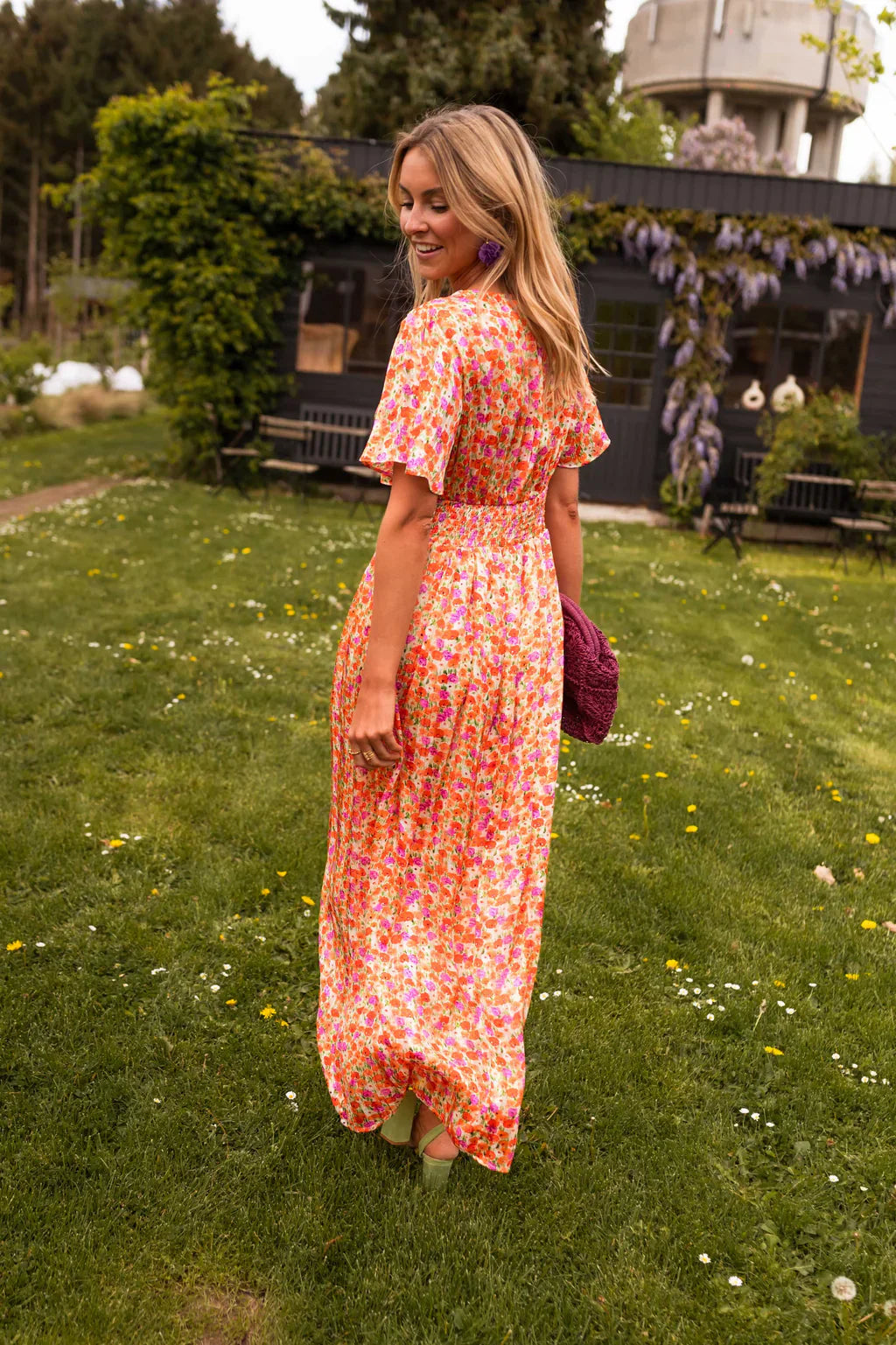 Maxi Dress Floral Print V-Neck for Women | Perfect for Summer