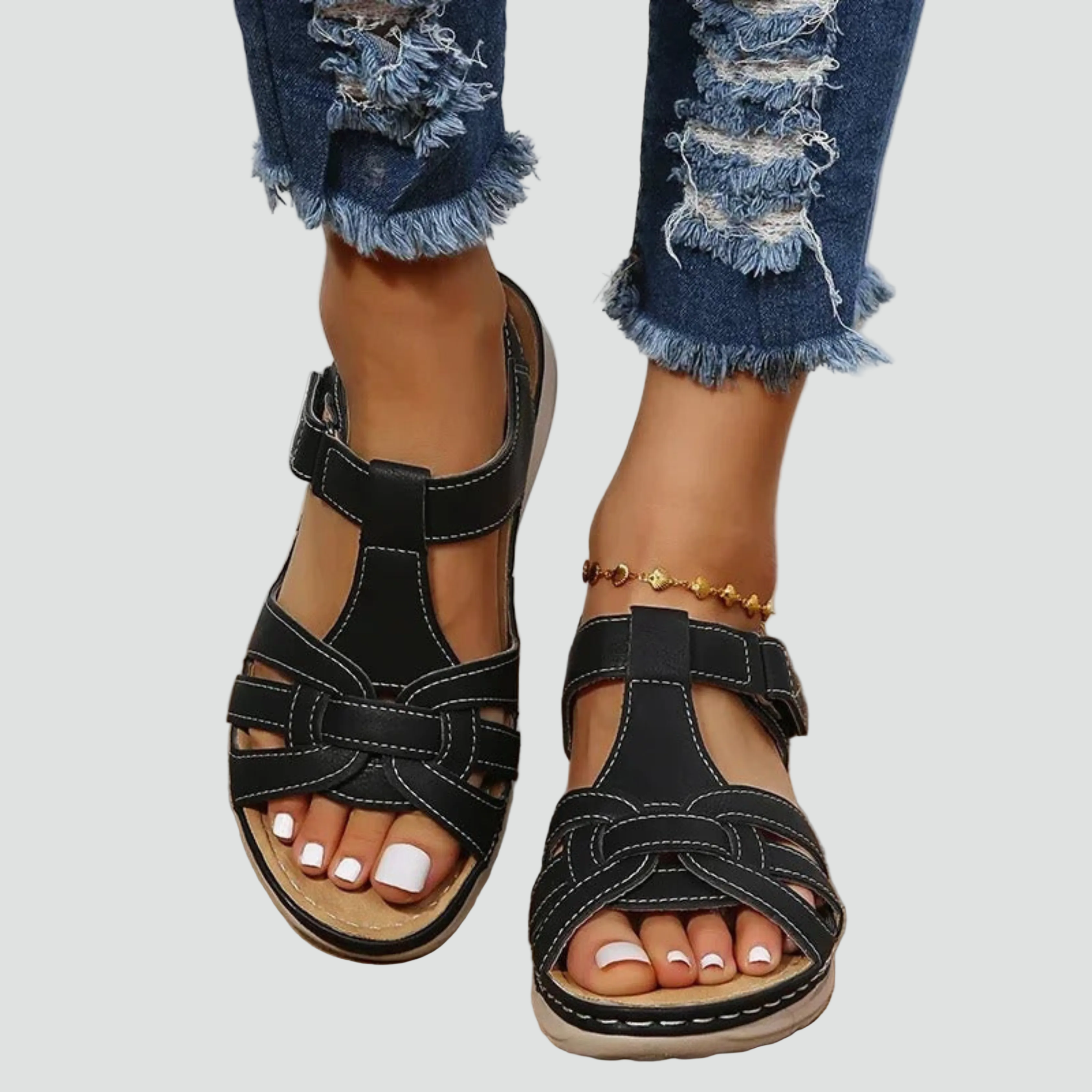 Orthopedic Sandals Leather Adjustable Straps for Women | Perfect for Everyday Wear