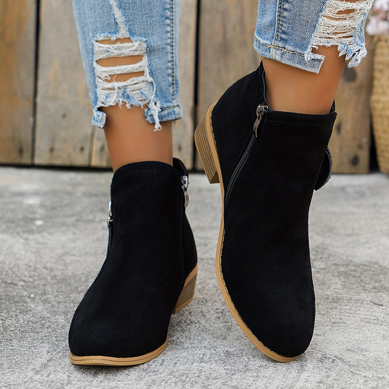 Boots Low Heel Suede Side Zipper for Women