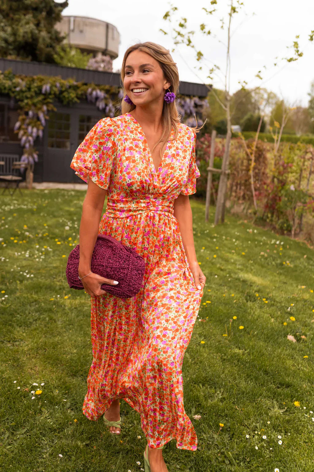 Maxi Dress Floral Print V-Neck for Women | Perfect for Summer