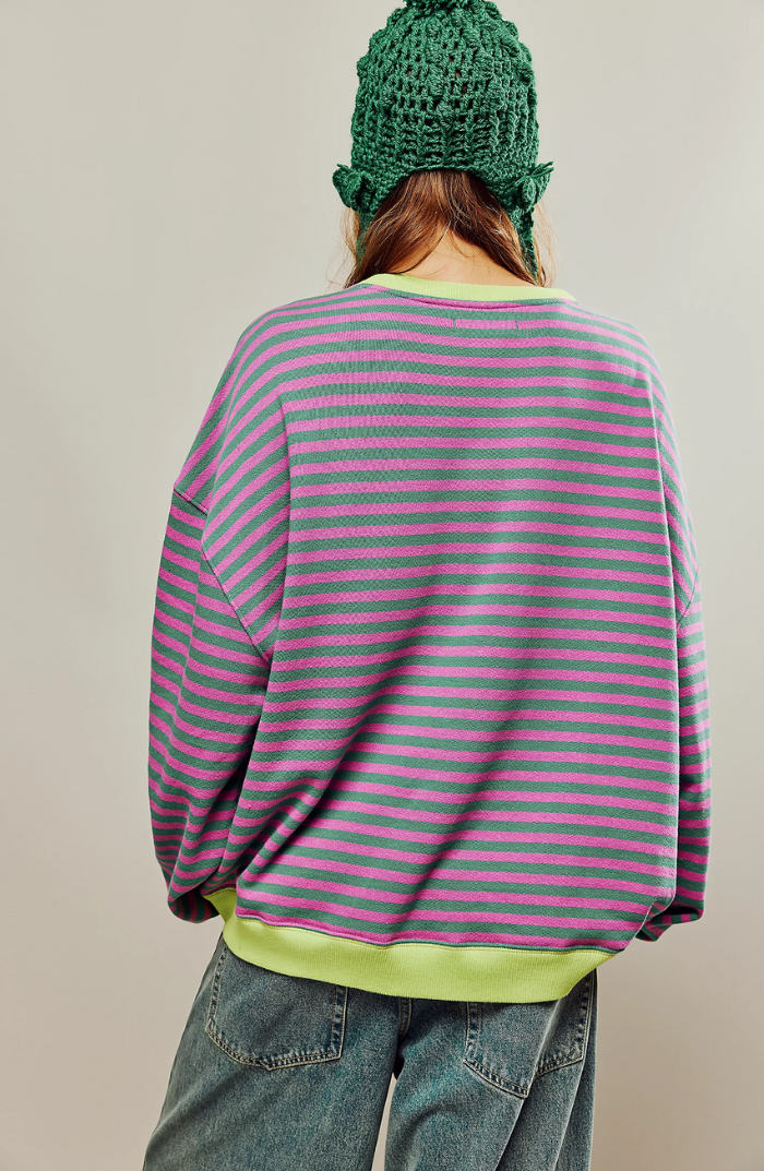 Pullover Sweatshirt Striped Design for Women