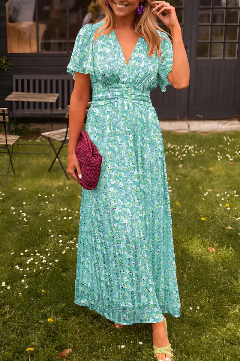 Maxi Dress Floral Print V-Neck for Women | Perfect for Summer