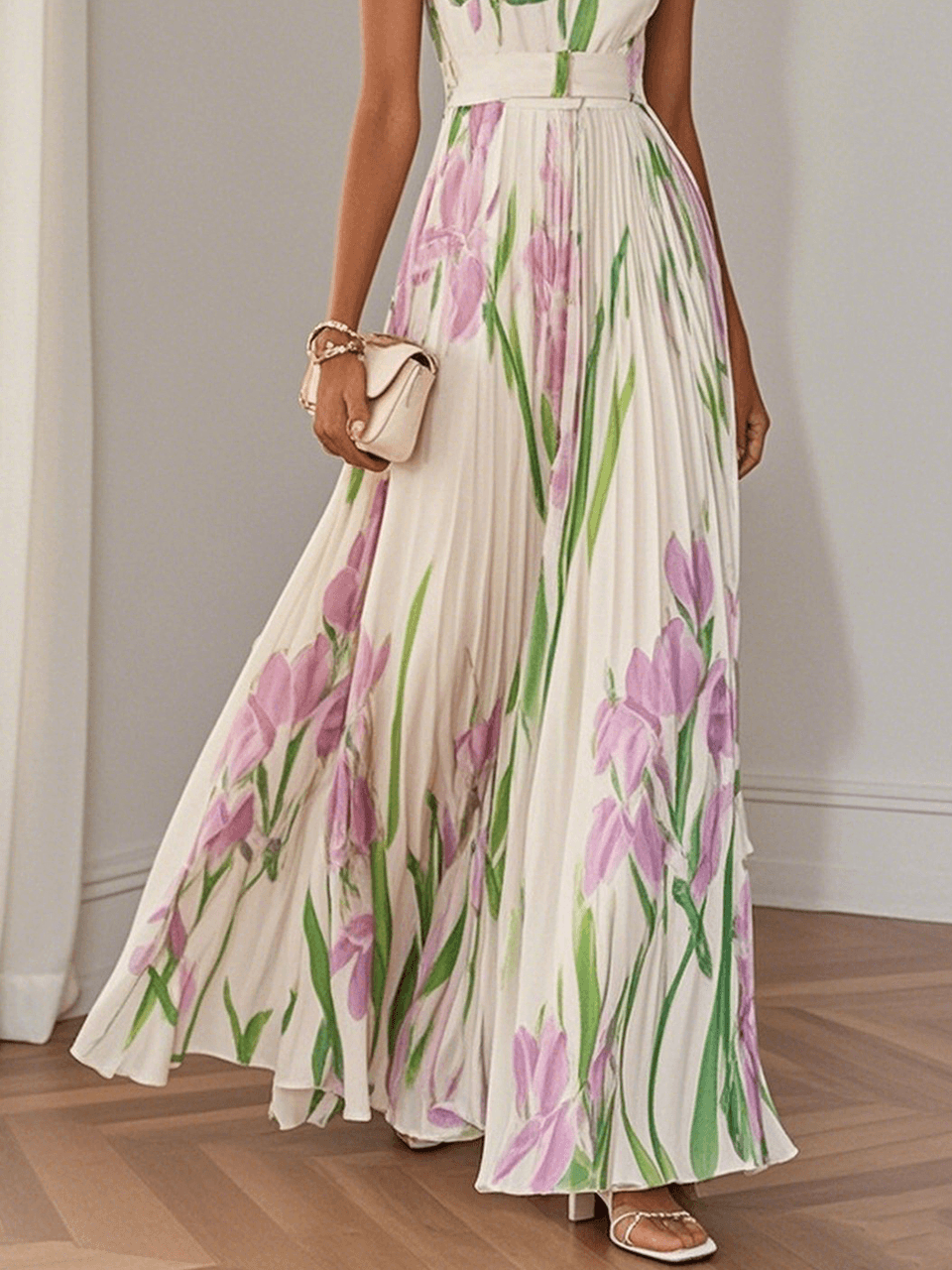 Maxi Dress Pleated Floral for Women
