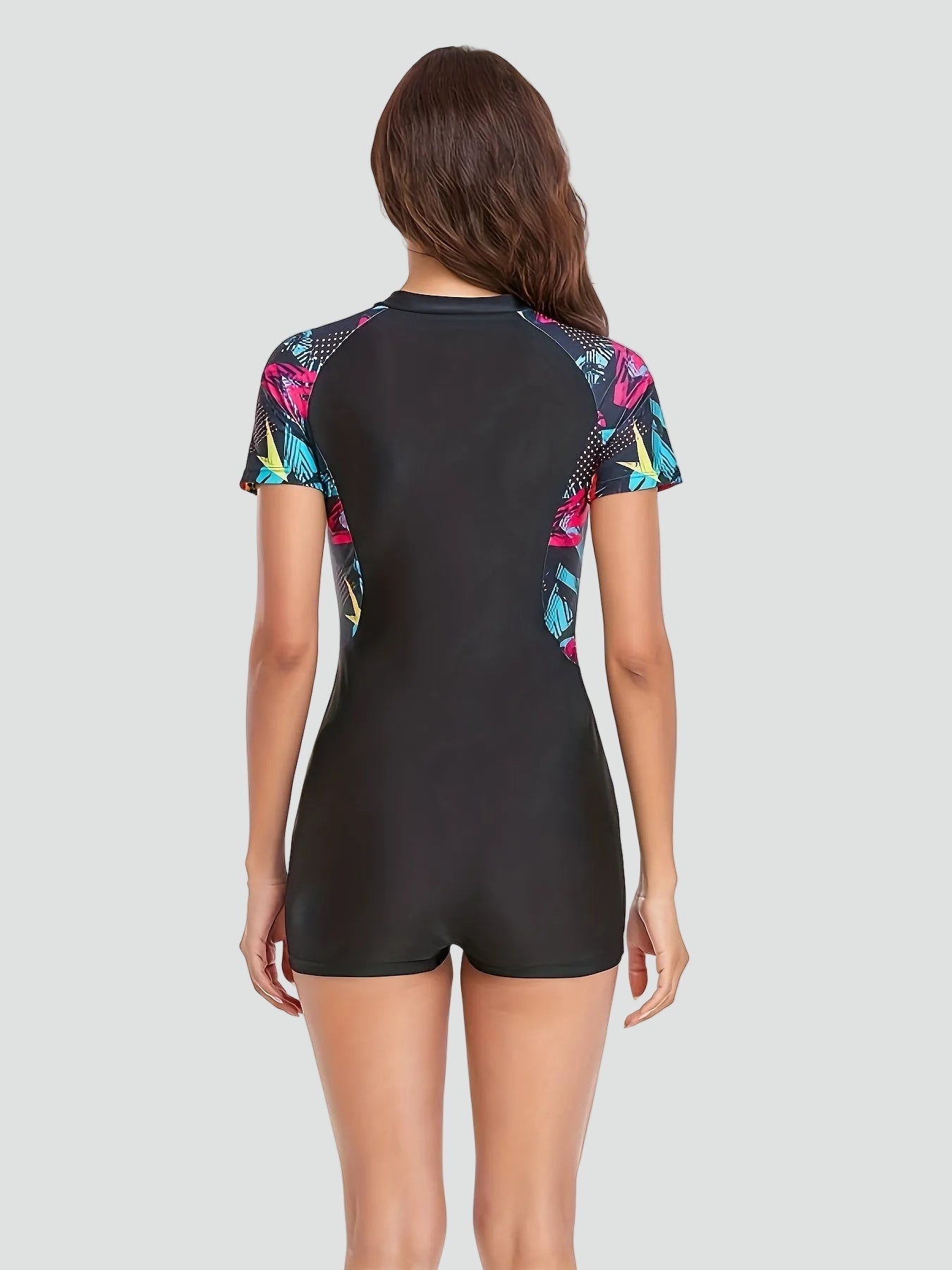 One-Piece Swimsuit Short Sleeve Zipper for Women | Perfect for Summer