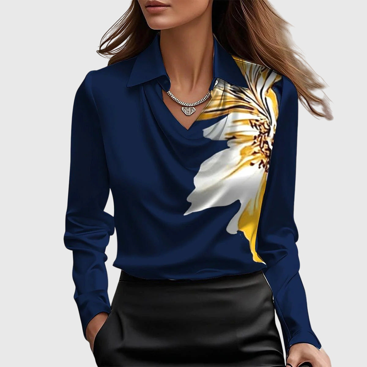 Blouse Cowl Neck Satin for Women