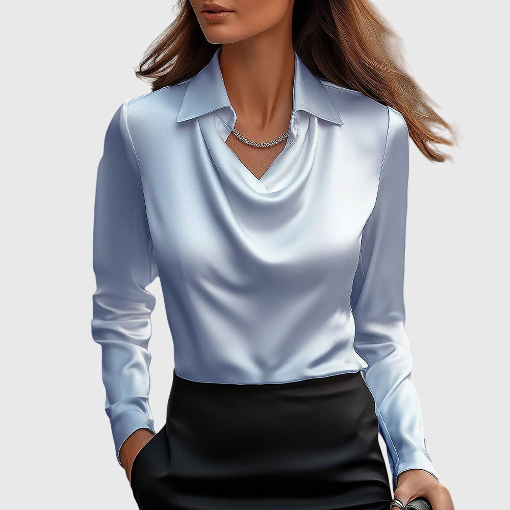 Blouse Cowl Neck Satin for Women