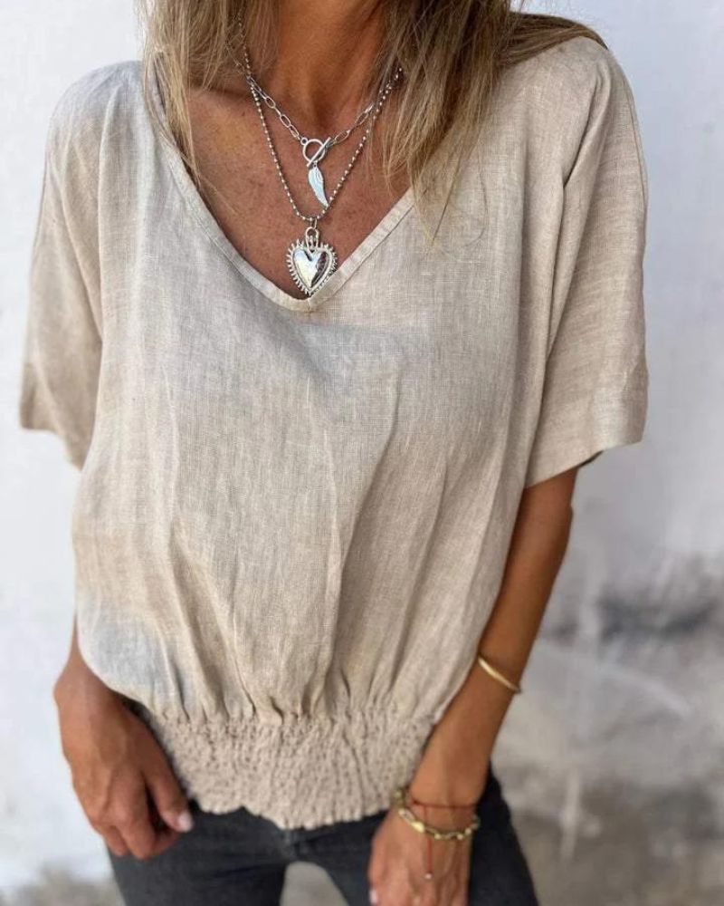 V-Neck Top Short Sleeve Loose Fit for Women | Perfect for Summer