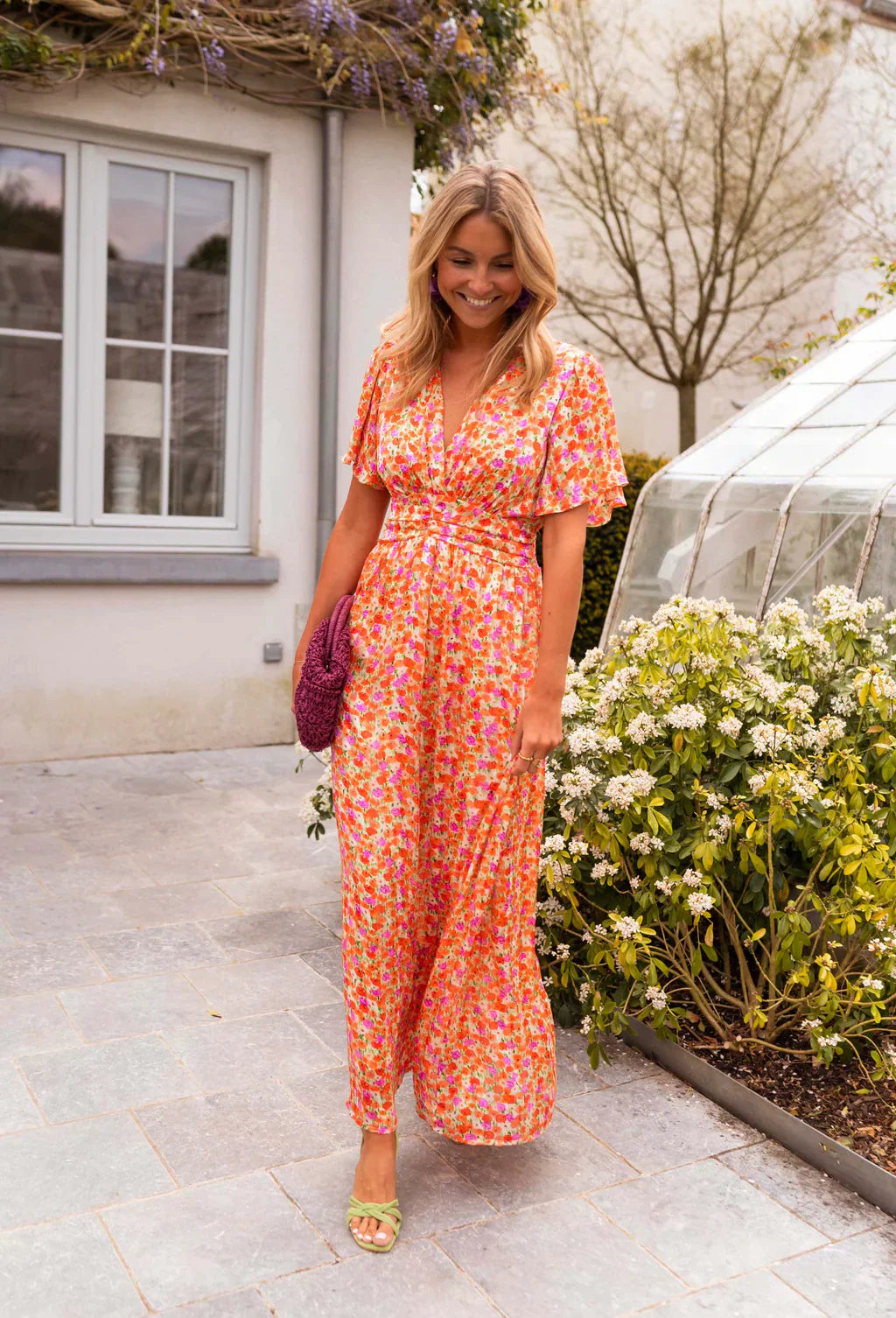 Maxi Dress Floral Print V-Neck for Women | Perfect for Summer