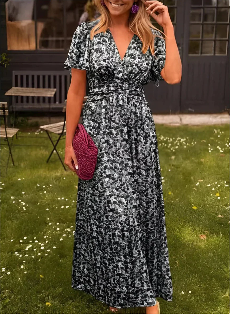 Maxi Dress Floral Print V-Neck for Women | Perfect for Summer