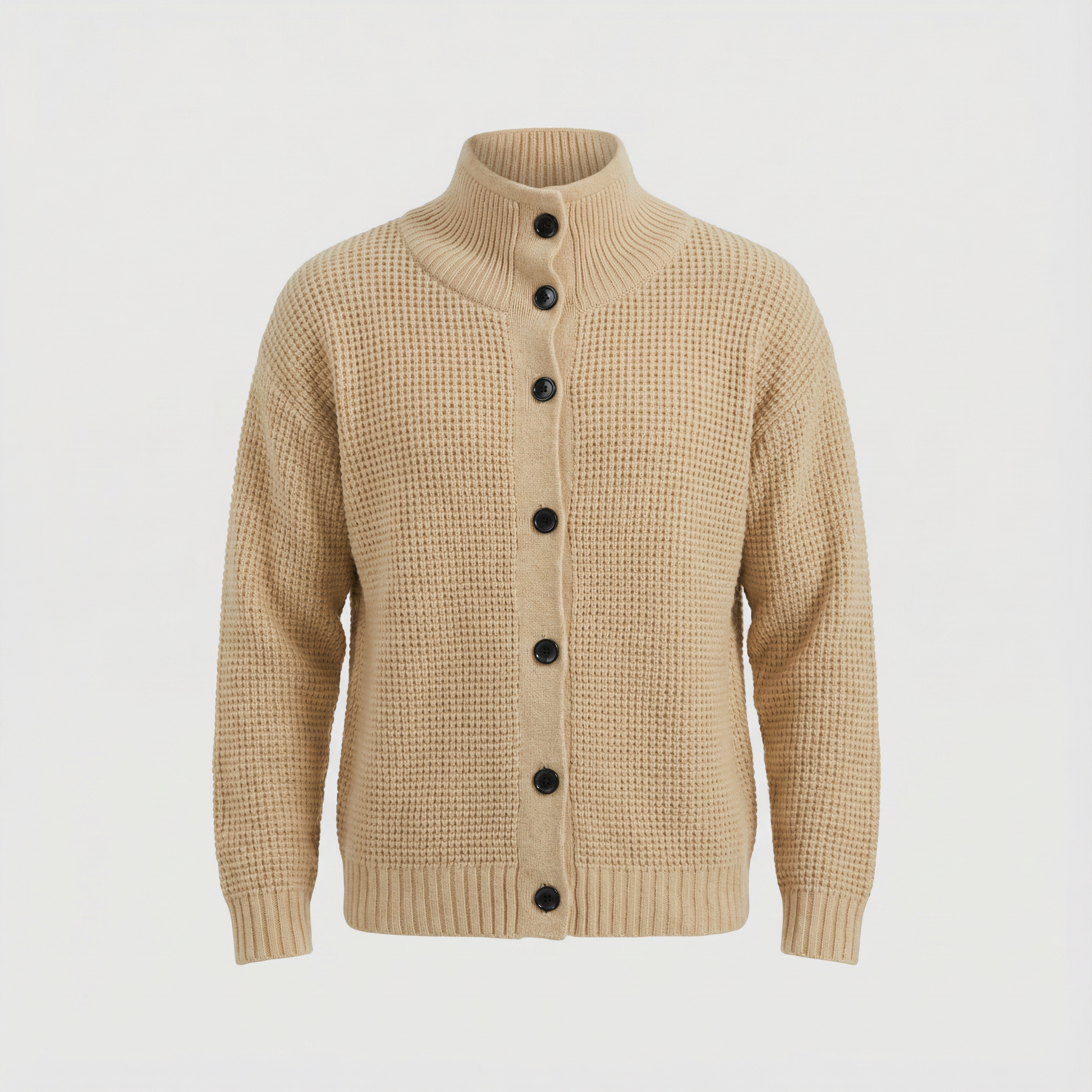 High Collar Knit Cardigan Sweater for Men
