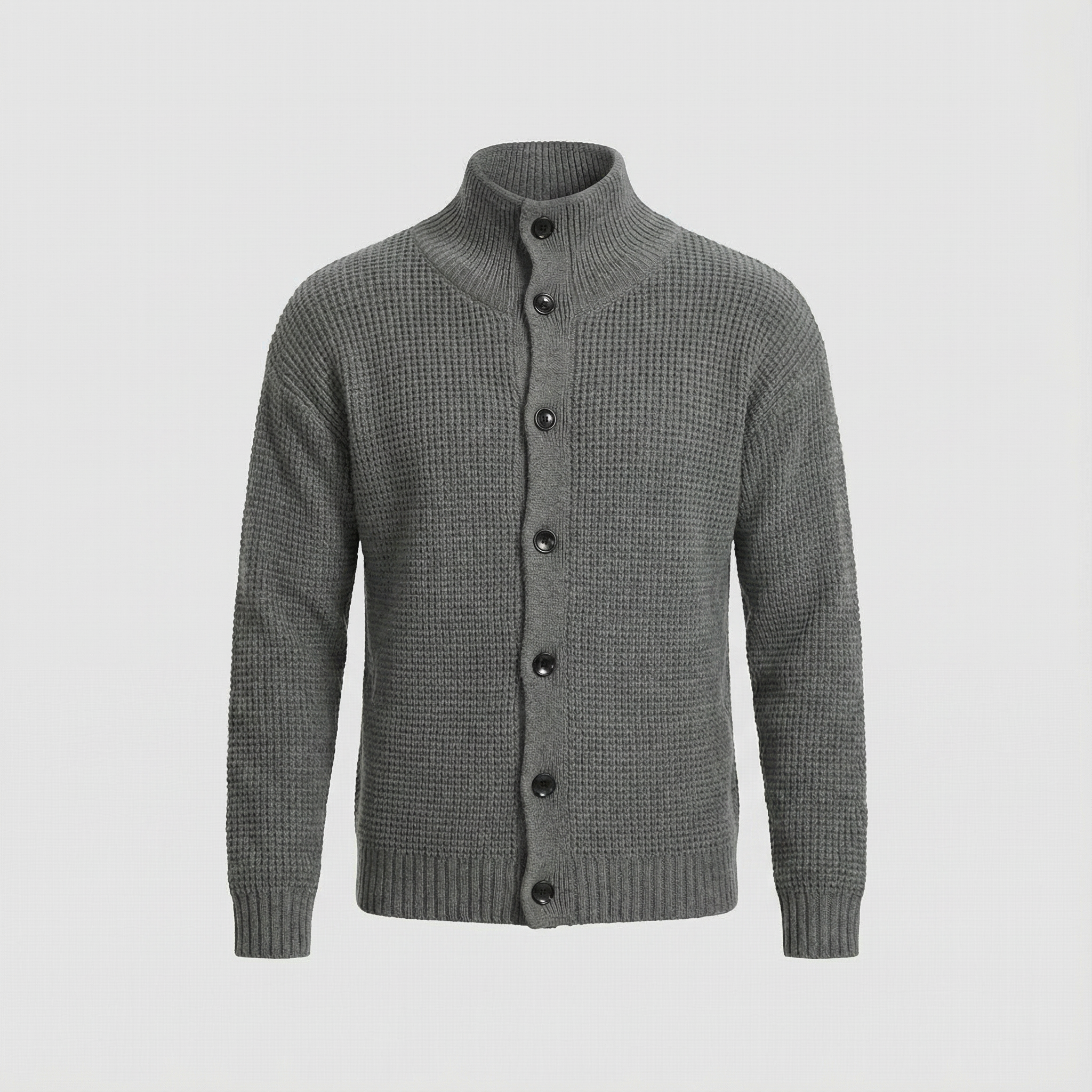 High Collar Knit Cardigan Sweater for Men
