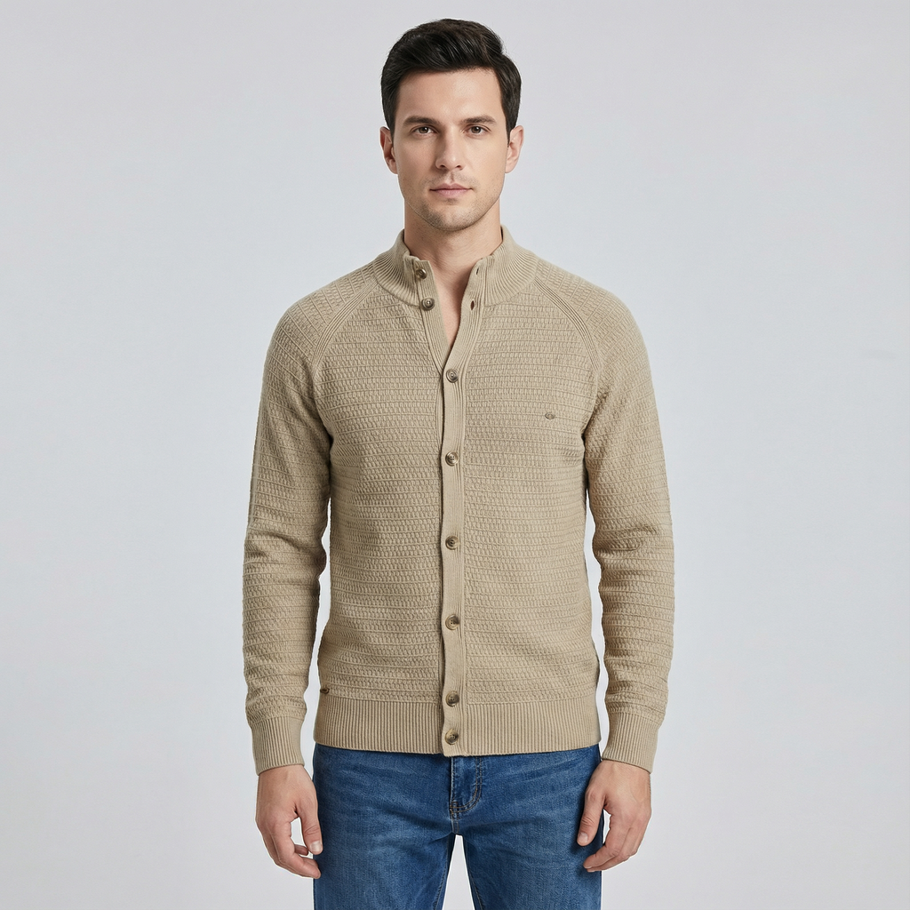 Stand-Up Collar Cardigan for Men