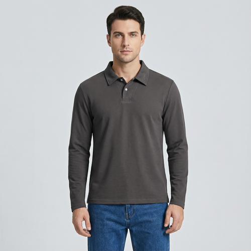 Elegant Long Sleeve Polo Shirt for Men
