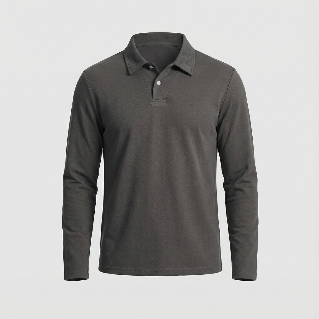 Elegant Long Sleeve Polo Shirt for Men