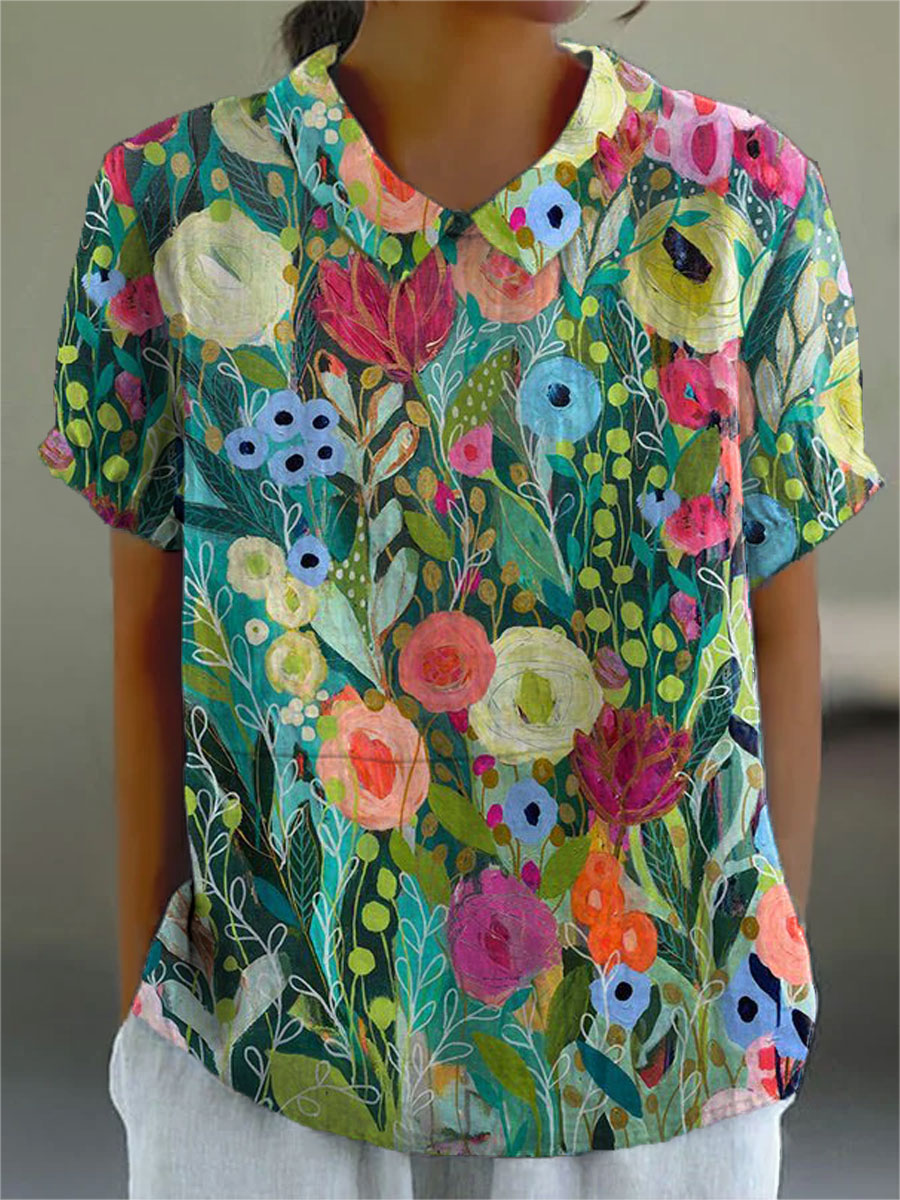 Blouse Short Sleeve Floral Print for Women