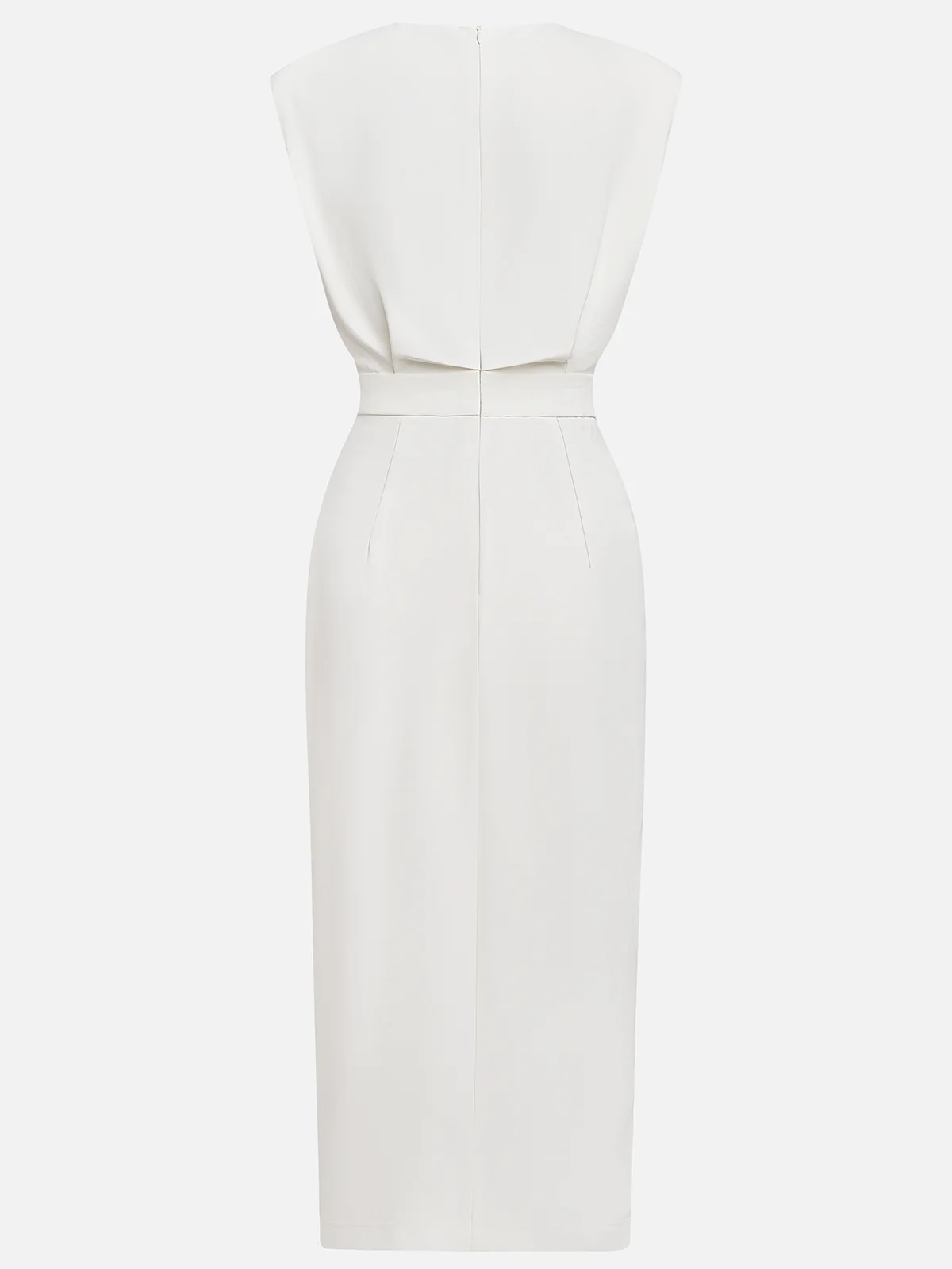 Midi Dress Round Neck Button Detail for Women