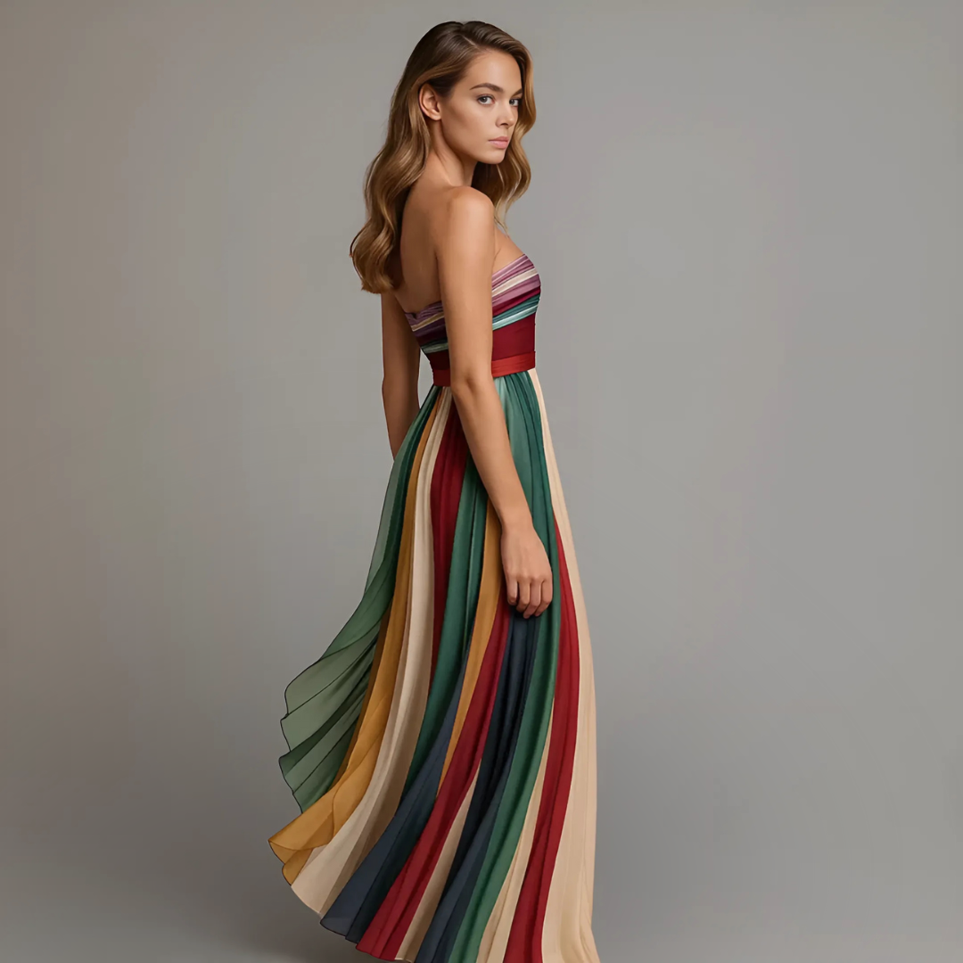 Maxi Dress Strapless Pleated for Women