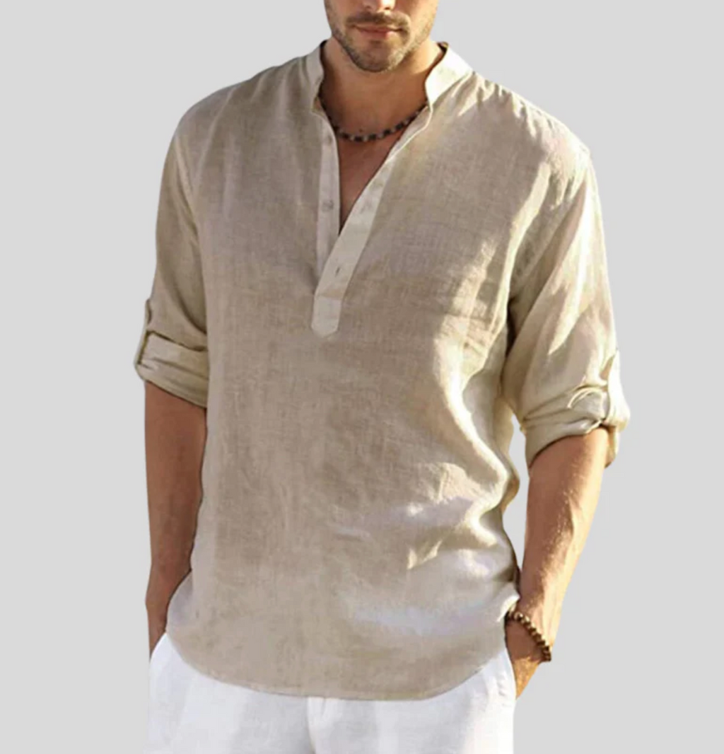 Casual Long-Sleeve Stand Collar Shirt for Men | Perfect for Everyday Wear