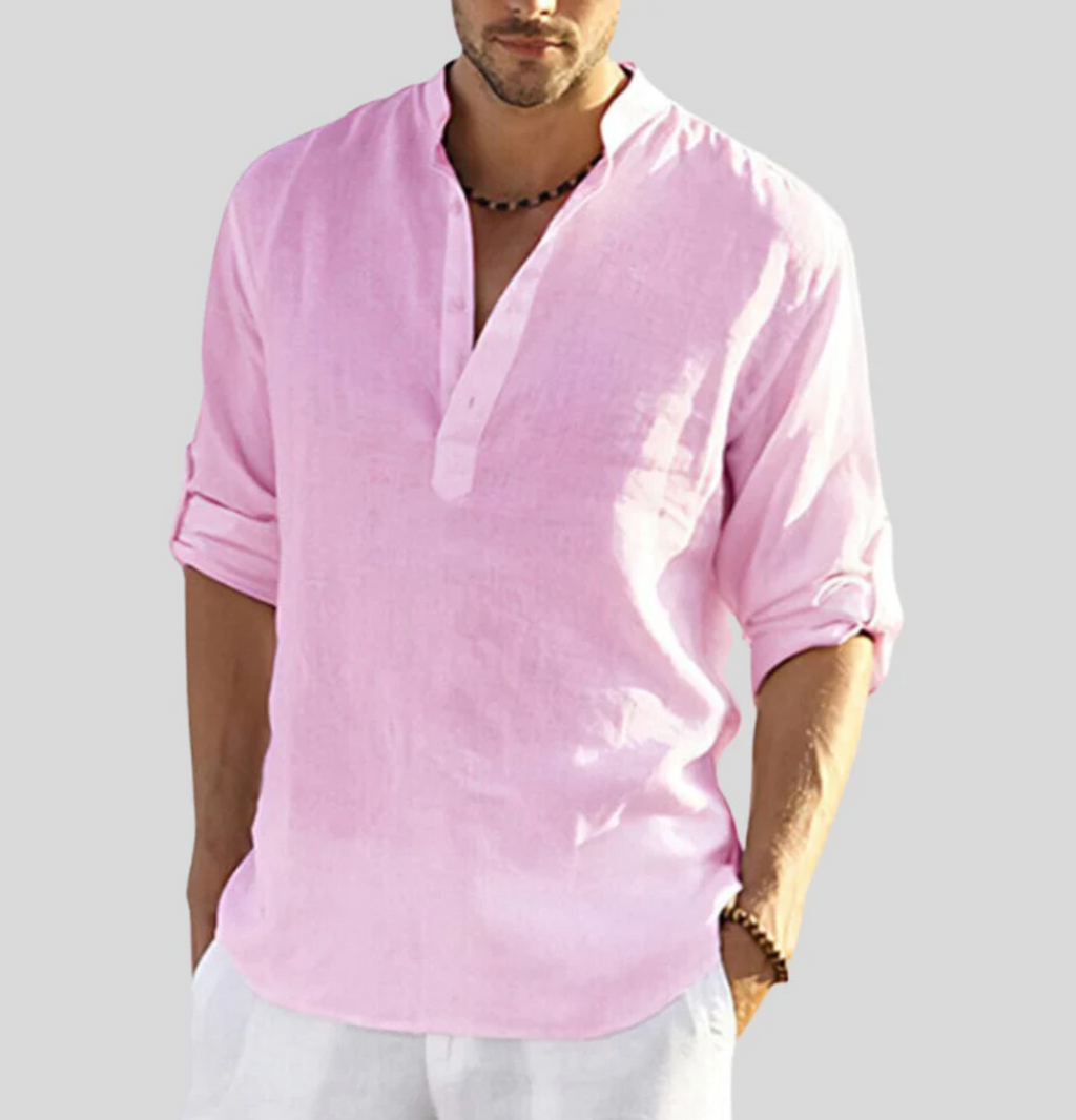 Casual Long-Sleeve Stand Collar Shirt for Men | Perfect for Everyday Wear