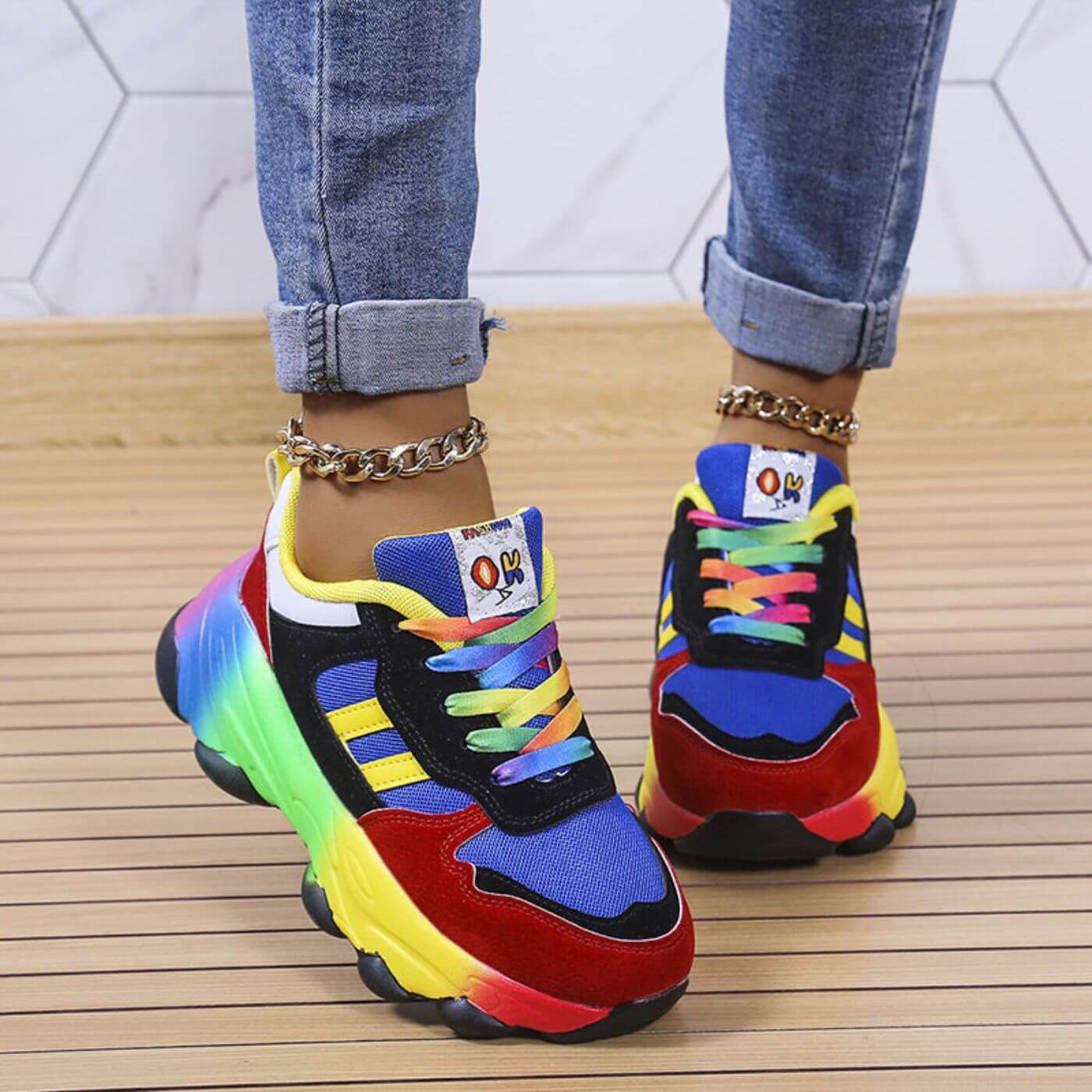 Sneakers Thick-Soled Lace-Up for Women