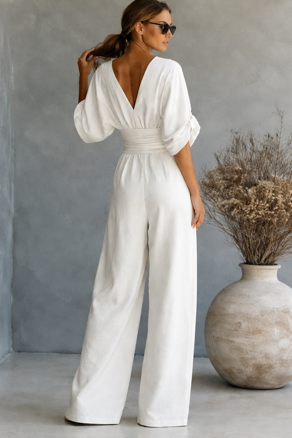 Jumpsuit V-Neck Wide-Leg for Women