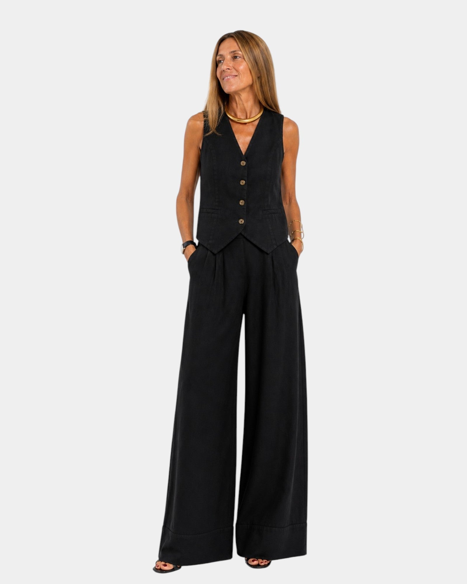 Vest and Wide-Leg Pants Set Cotton-Linen for Women | Perfect for Summer