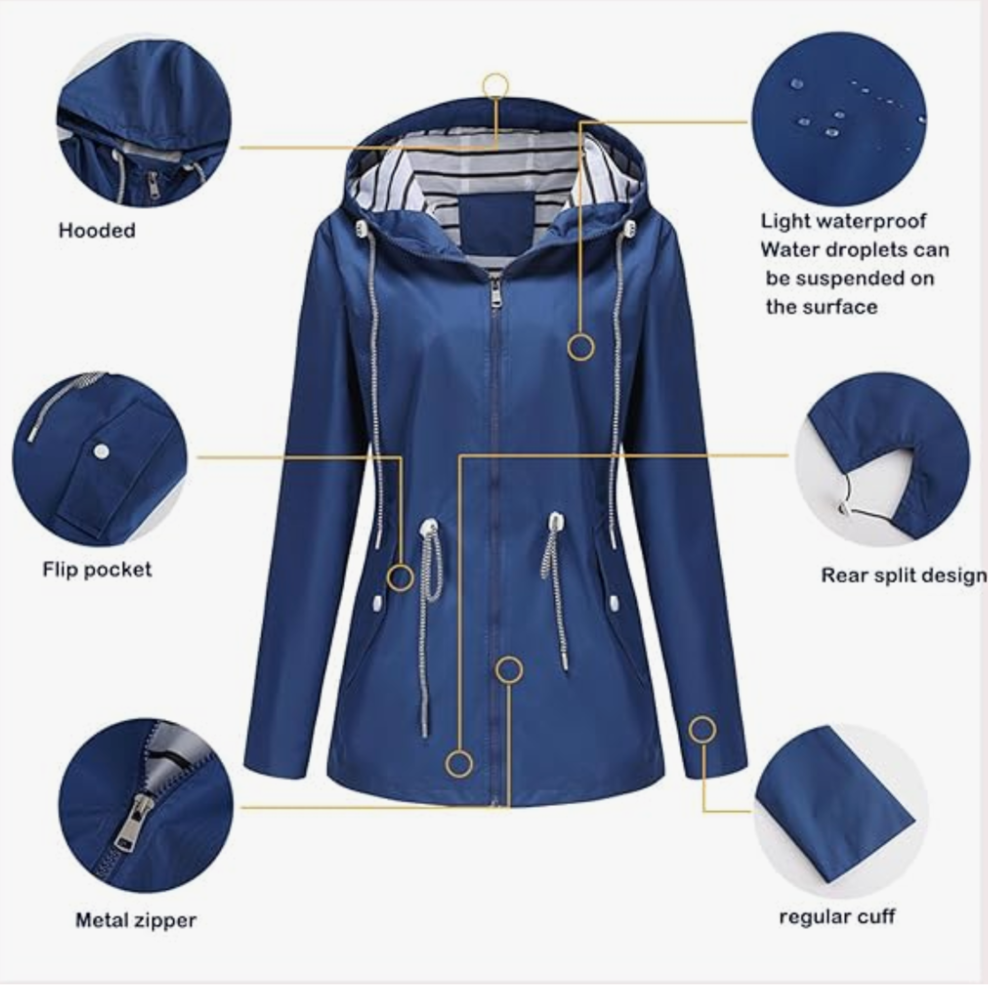 Waterproof Jacket Adjustable Hood for Women