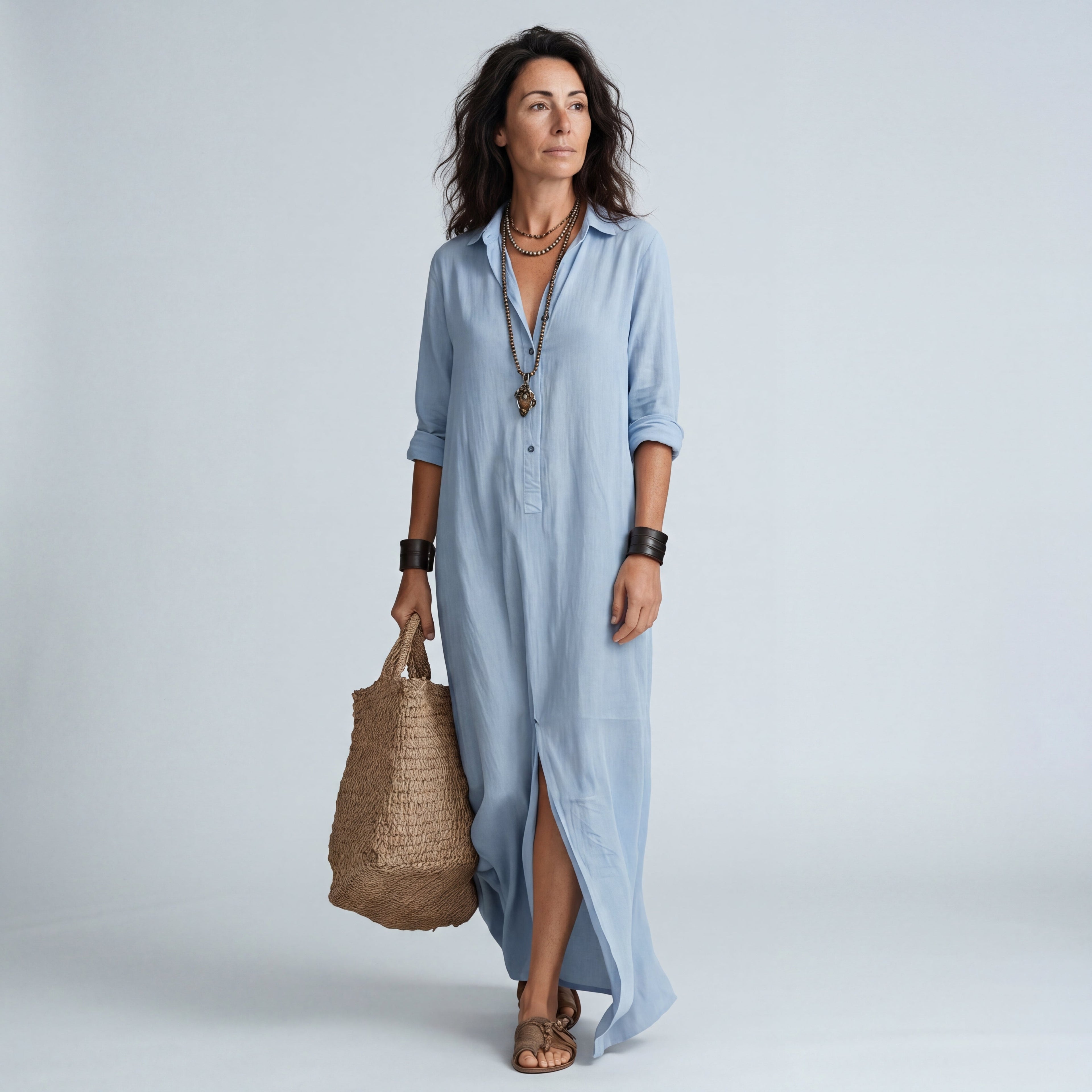 Midi Dress Button Down for Women