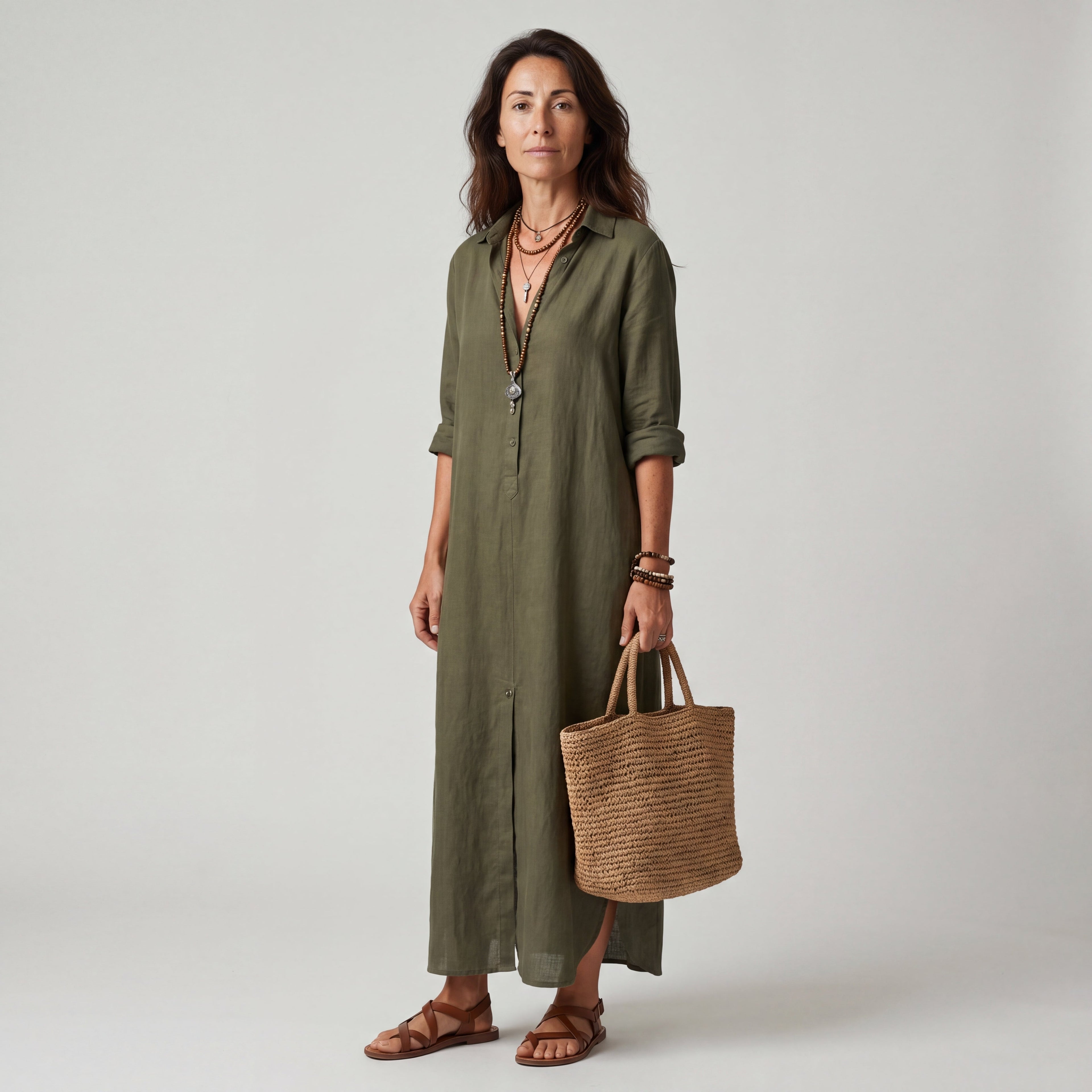 Midi Dress Button Down for Women