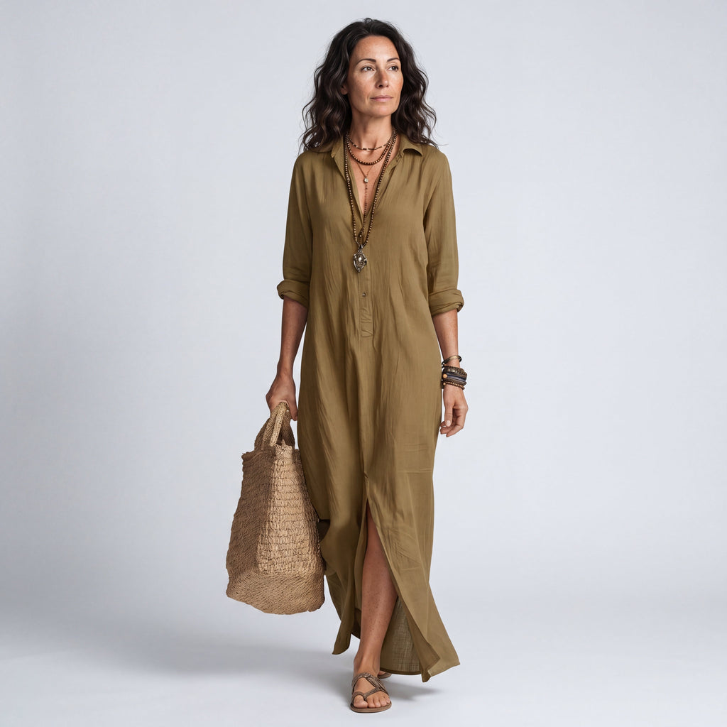 Midi Dress Button Down for Women