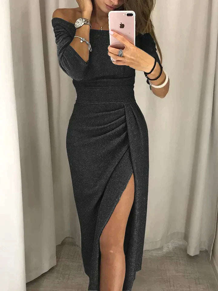 Off-Shoulder Dress Side Slit Sequined for Women | Perfect for Going Out