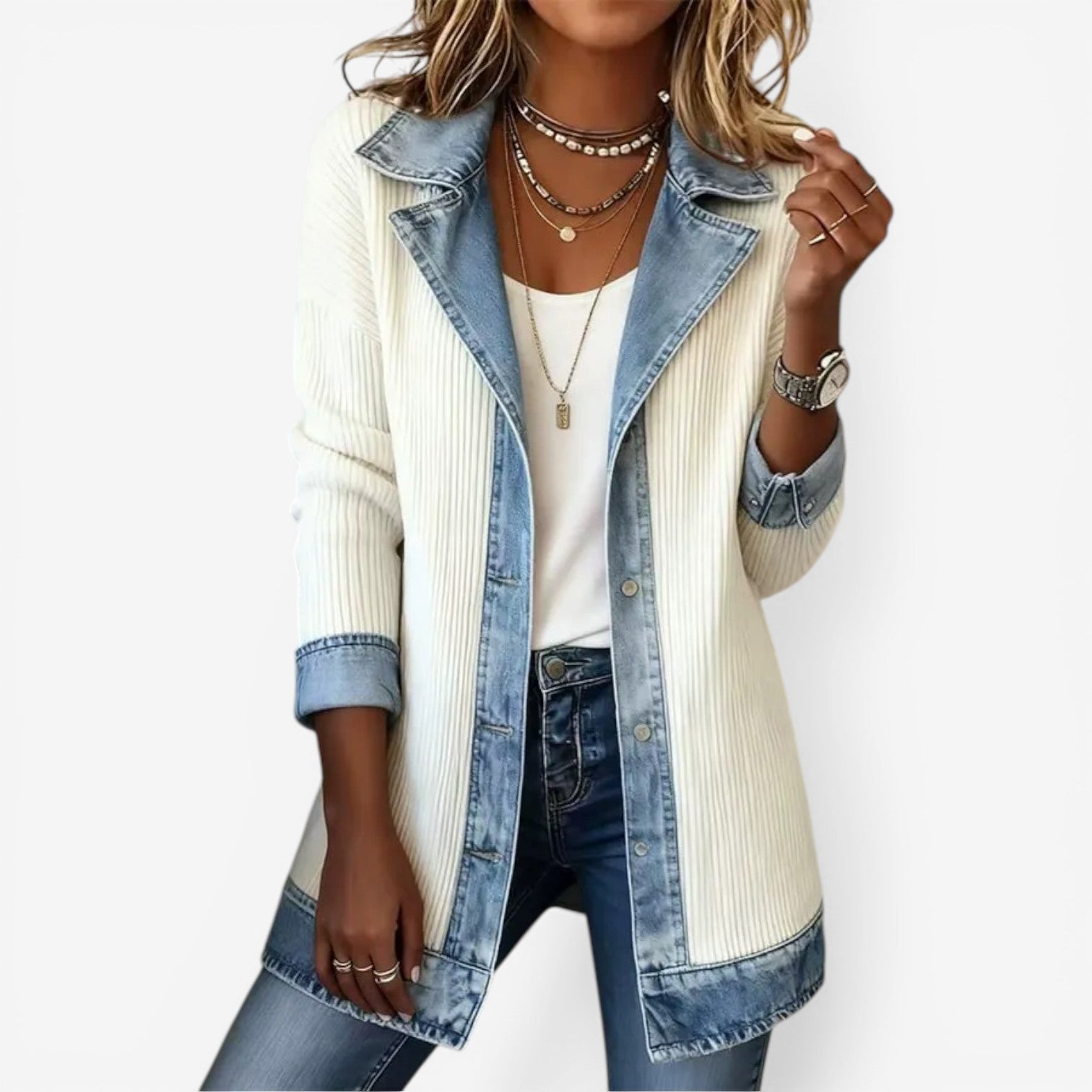 Jacket Denim Splicing for Women