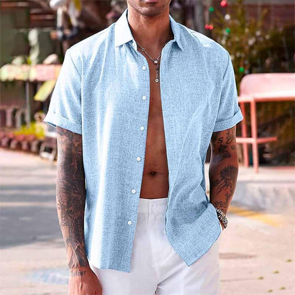 Men's Linen Short Sleeve Shirt for Summer | Perfect for Everyday Wear